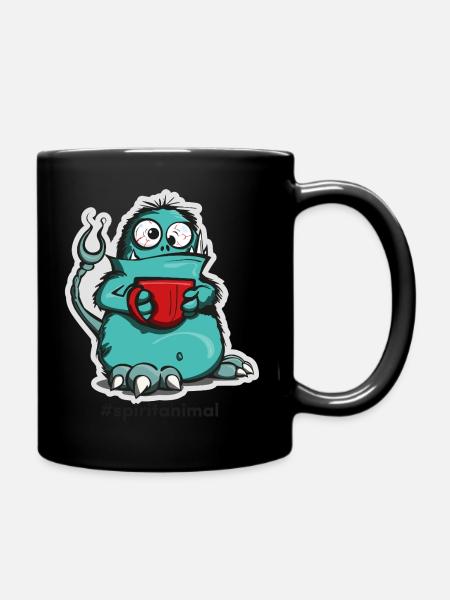 Kaffee-Monster im Comic-Stil - Tasse einfarbig - Schwarz