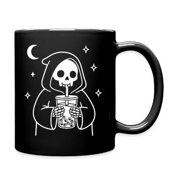 Sensenmann mit Bubble-Eye Tea - Tasse einfarbig - Schwarz - Rechts