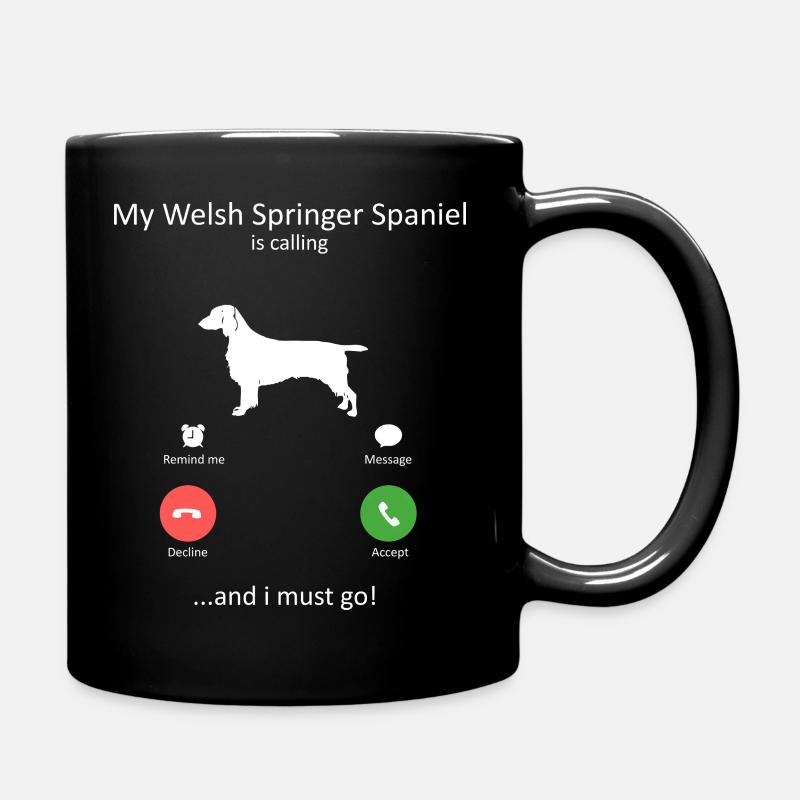Welsh Springer Spaniel Is Calling Funny Dog - Full Colour Mug - black