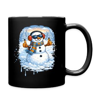 Cooler Schneemann mit Sonnenbrille – Winterspaß - Tasse einfarbig - Schwarz - Rechts