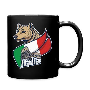Italienischer Wolf mit Kolosseum - Tasse einfarbig - Schwarz - Rechts