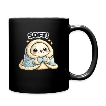Cuddly mascot in winter coat - Full Colour Mug - black - Right