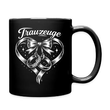 Herz Schleife Ringe Trauzeichen - Tasse einfarbig - Schwarz - Rechts