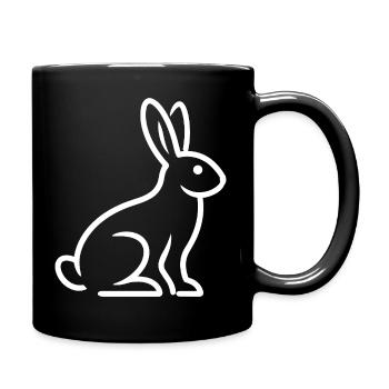 Hase Silhouette – minimalistisches Tier Design - Tasse einfarbig - Schwarz - Rechts