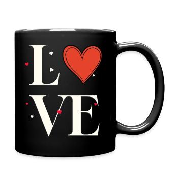 Heart Love Typography - Full Colour Mug - black - Right