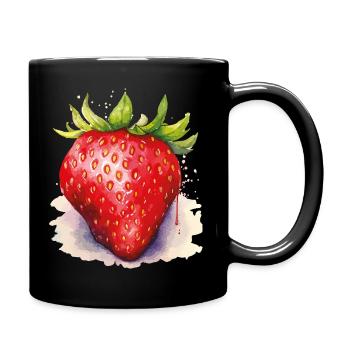 Watercolor Strawberry - Full Colour Mug - black - Right