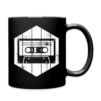 80er Jahre Kassette - Tasse einfarbig - Schwarz - Rechts