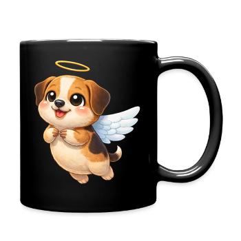 Süßer Beagle Engel mit Flügeln Cartoon Liebhaber - Tasse einfarbig - Schwarz - Rechts