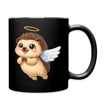 Süßer Igel Cartoon Engel mit Flügeln Freundlich  - Tasse einfarbig - Schwarz - Rechts