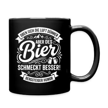 Bier auf Bergpfad Humor - Tasse einfarbig - Schwarz - Rechts