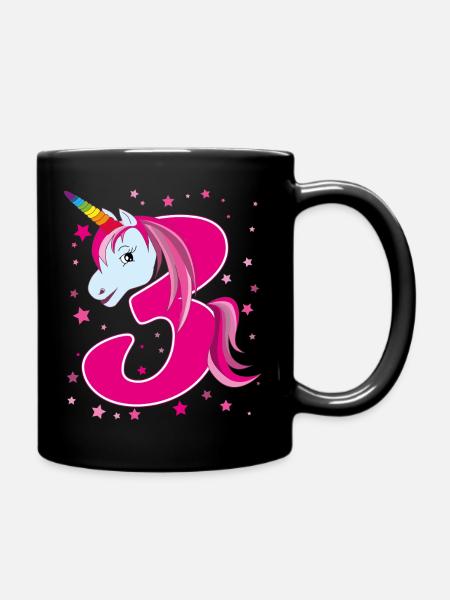 Licorne, 3 ans, 3e anniversaire, enfant - Mug uni - noir