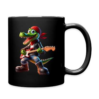 Crocodile rocker with guitar - Full Colour Mug - black - Right