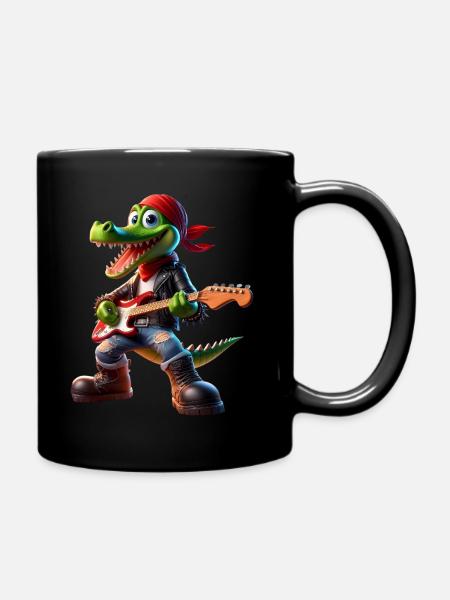 Crocodile rocker à la guitare - Mug uni - noir