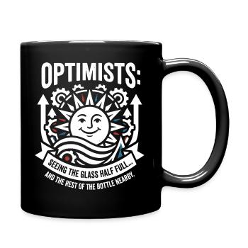 Optimisten Glas Halb Voll Motiv - Tasse einfarbig - Schwarz - Rechts