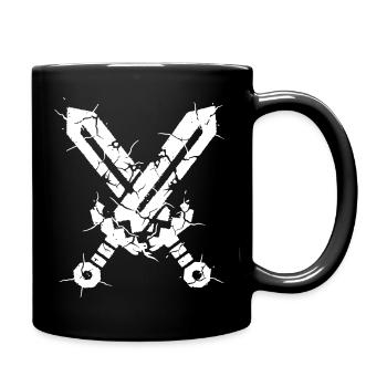  Gekreuzte Schwerter Risse Kampf - Tasse einfarbig - Schwarz - Rechts