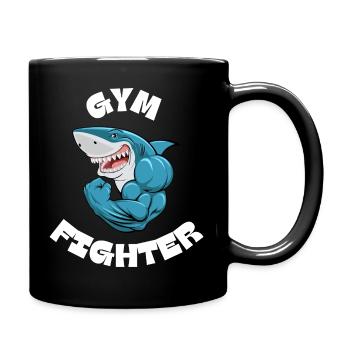 Blauer Muskelhai Gym Fighter - Tasse einfarbig - Schwarz - Rechts