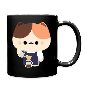 Kawaii Cat Barista Coffee Portrait - Full Colour Mug - black - Right