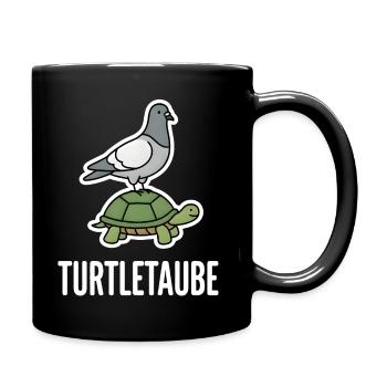Turtle Dove, Funny Pun, Pigeon, Turtle - Full Colour Mug - black - Right