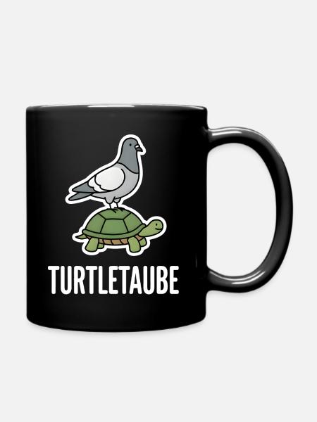 Turtle Dove, Funny Pun, Pigeon, Turtle - Full Colour Mug - black