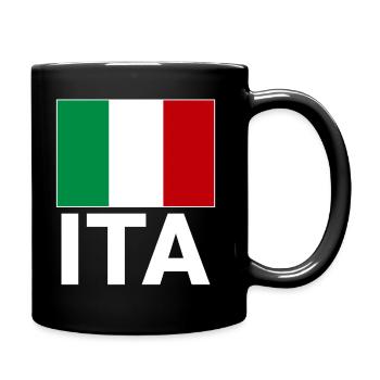 Italien Flagge mit ITA Abkürzung - Tasse einfarbig - Schwarz - Rechts