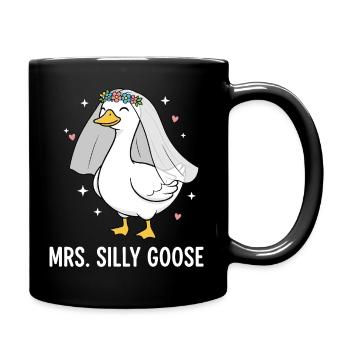 Mrs. Silly Goose Bride Cute Wedding Pun - Full Colour Mug - black - Right