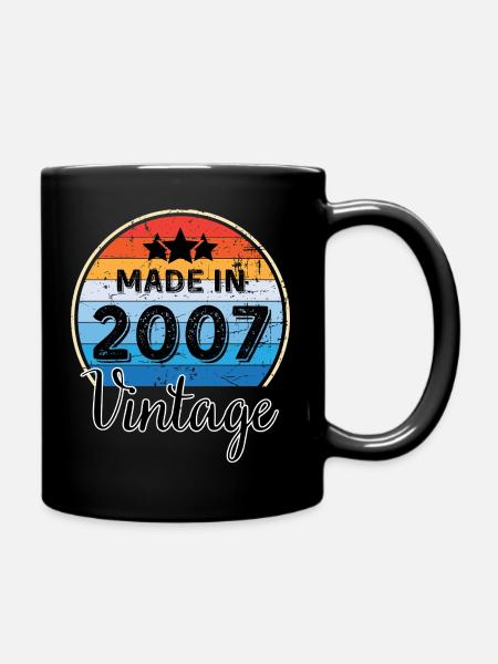 Vintage Birthday Year of Birth 2007 - Full Colour Mug - black