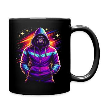 Neon Gorilla 80s Retro Style - Full Colour Mug - black - Right