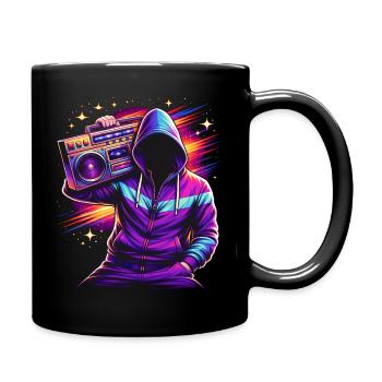 80er Neon Boombox Streetstyle  - Tasse einfarbig - Schwarz - Rechts