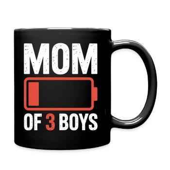Mutter von 3 Jungen, Batterie leer - Tasse einfarbig - Schwarz - Rechts