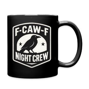 F-Caw-F Night Crew Raven Crow Humor Night Shift - Full Colour Mug - black - Right