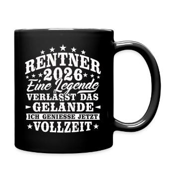 Rentner 2026 Rente Ruhestand Geschenk - Tasse einfarbig - Schwarz - Rechts