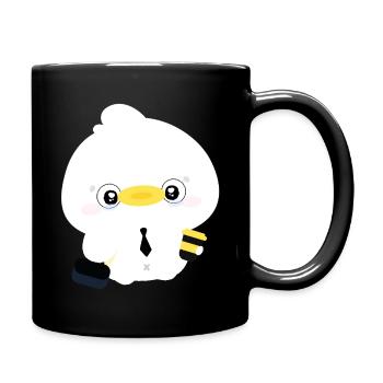 Ente in Krawatte Büro-Süße - Tasse einfarbig - Schwarz - Rechts
