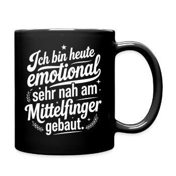 Emotional nah am Mittelfinger Spruch - Tasse einfarbig - Schwarz - Rechts