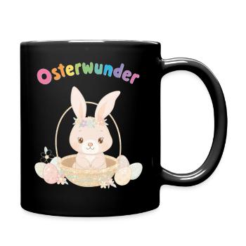 Osterwunder Häschen im Korb - Tasse einfarbig - Schwarz - Rechts