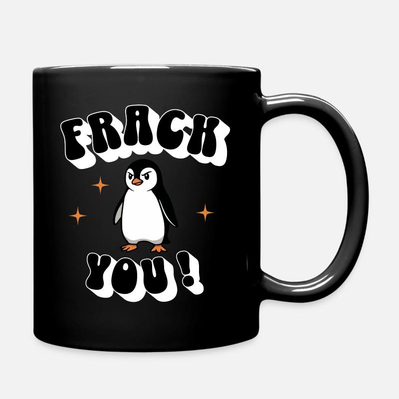 "Frack you" – The cheeky penguin - Full Colour Mug - black