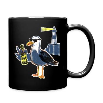 Coole Möwe Leuchtturm Bier - Tasse einfarbig - Schwarz - Rechts