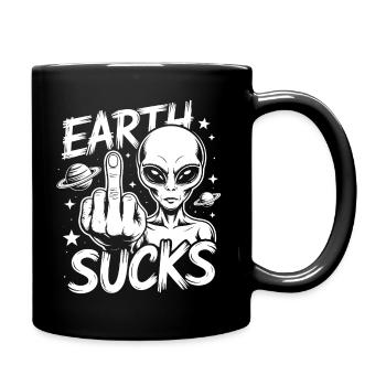 Alien Stinkefinger - Tasse einfarbig - Schwarz - Rechts