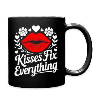 Kisses heal everything - Full Colour Mug - black - Right