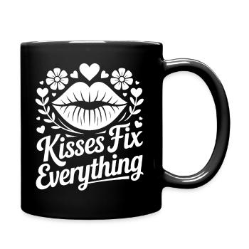 Küsse Retten Alles Lippen Design - Tasse einfarbig - Schwarz - Rechts