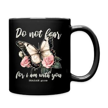 Bibelvers Schmetterling Christlich - Tasse einfarbig - Schwarz - Rechts