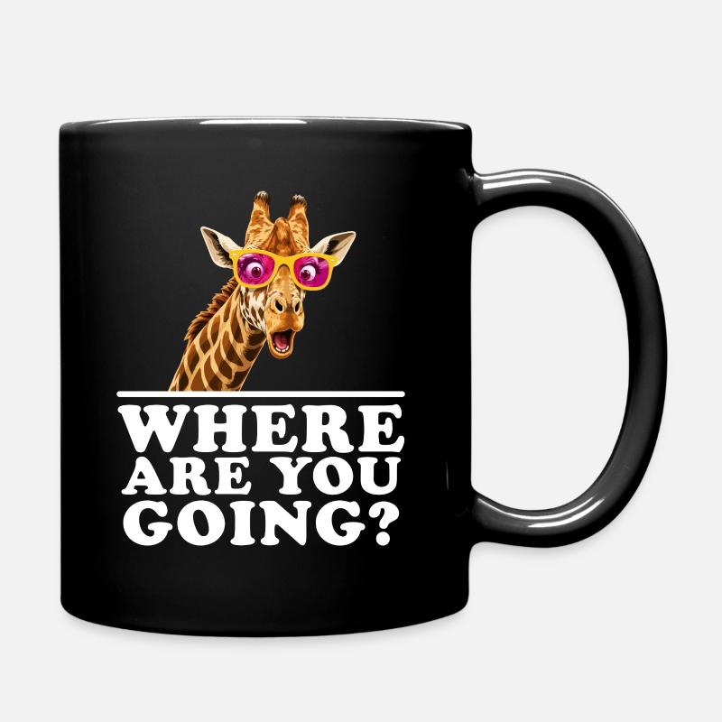 Where are You Going Funny Giraffe Lover - Full Colour Mug - black