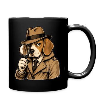 Detektivhund im Trenchcoat - Tasse einfarbig - Schwarz - Rechts