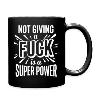 Es ist mir völlig egal, Superkraft – lustiges, fettgedrucktes Zitat - Tasse einfarbig - Schwarz - Rechts