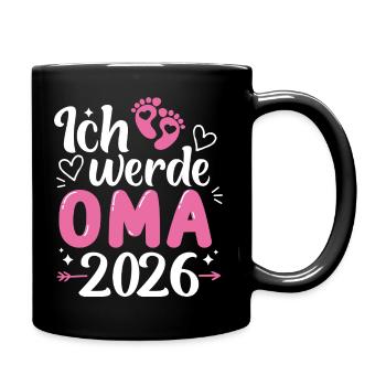 Ich werde Oma 2026  - Tasse einfarbig - Schwarz - Rechts