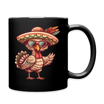 Sombrero comique drôle de la bande dessinée de la dinde - Mug uni - noir - Droite