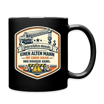 Kranmeister Alter Mann Patch - Tasse einfarbig - Schwarz - Rechts