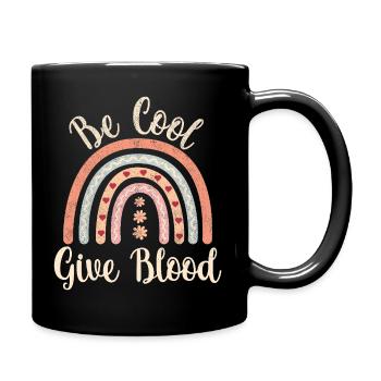 Be cool, give Blood! with rainbow - Tasse einfarbig - Schwarz - Rechts