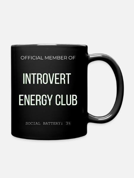 Introvert Energy Club - Lustig Social Battery Low - Full Colour Mug - black