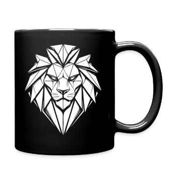 Tête de lion géométrique noire et blanche - Mug uni - noir - Droite