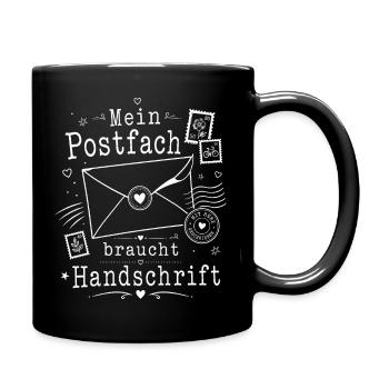 Analoge Freundschaft mit Briefcharme - Tasse einfarbig - Schwarz - Rechts